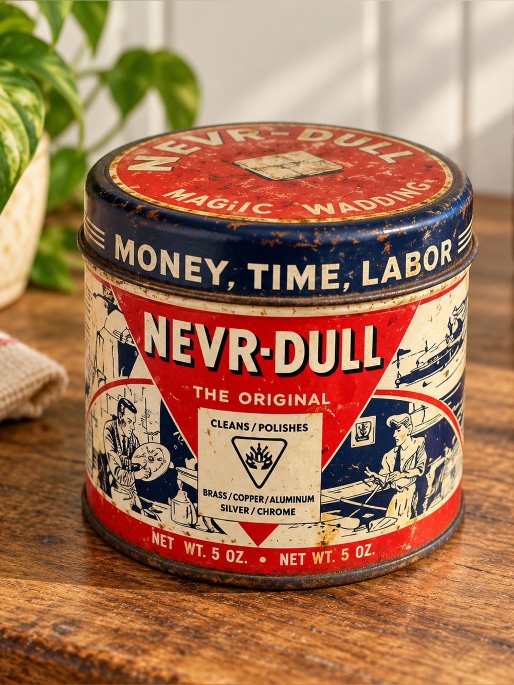 Vintage Nevr-Dull Magic Wadding Tin